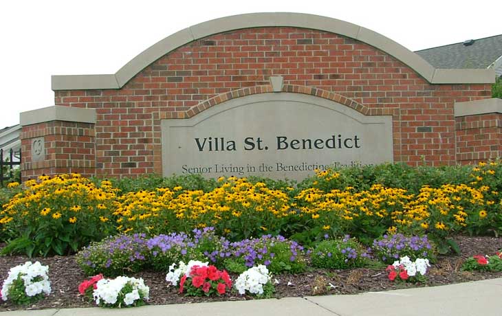 Villa St. Benedict main entrance sign