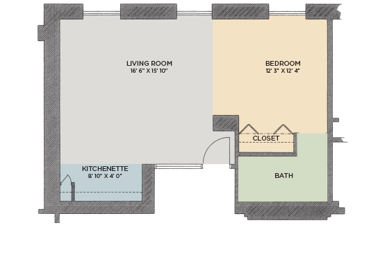 The Carnation Large Studio Floor Plan