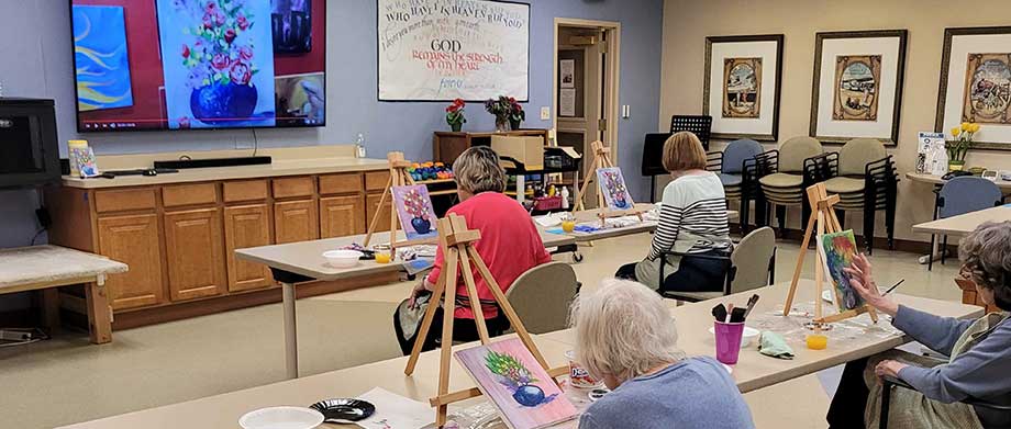 Group of Residents paint party